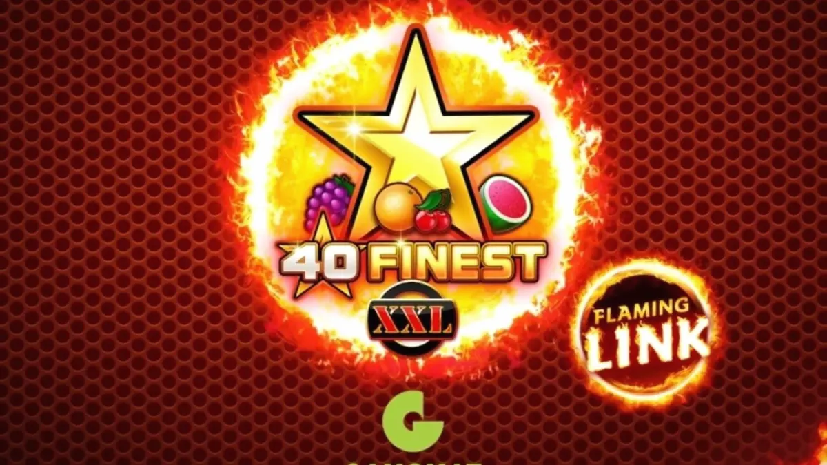 Tampilan visual slot 40 Finest XXL Flaming Link dengan simbol buah neon dan api